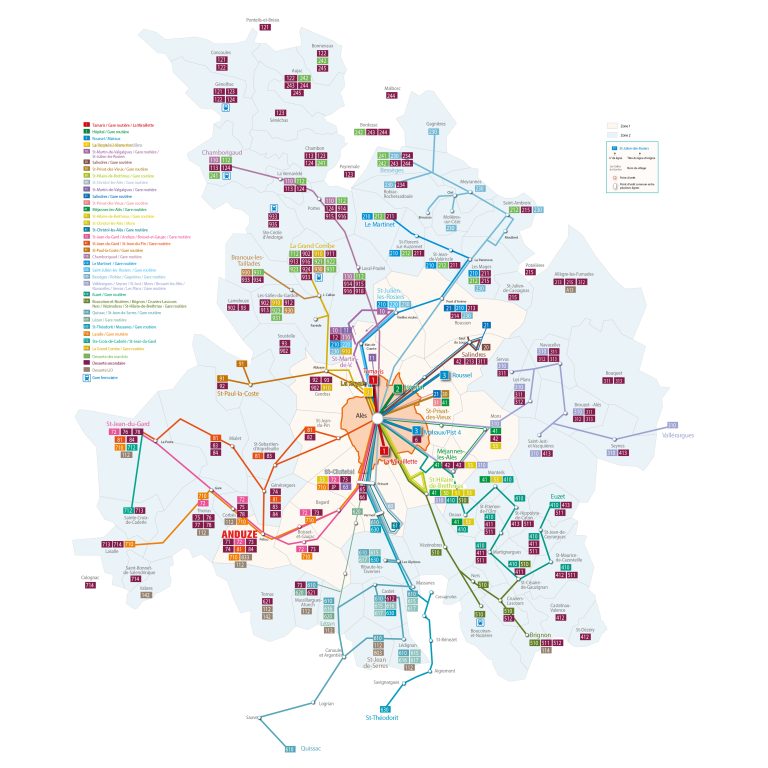 plan des transports de l'agglomération d'Alès (Ales'Y)